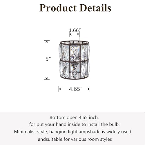 Image of 3 Pack Crystal Shade Replacement,Ceiling Fan Light Drum Lampshades Oil Rubbed Bronze Finish for Chandelier Vanity Lights Wall Sconces Pendant Light,1.66 inch Fitter Size 5 inch high*4.6 inch Diameter