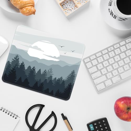 Image of FROGIGO Mouse Pad with Stitched Edges - Nature Landscape Mousepad for Women, 9.25 x 7.75 inch Washable Square Desk Pad, Non-Slip Rubber Base, Office Home Laptop Accessories - Misty Mountain