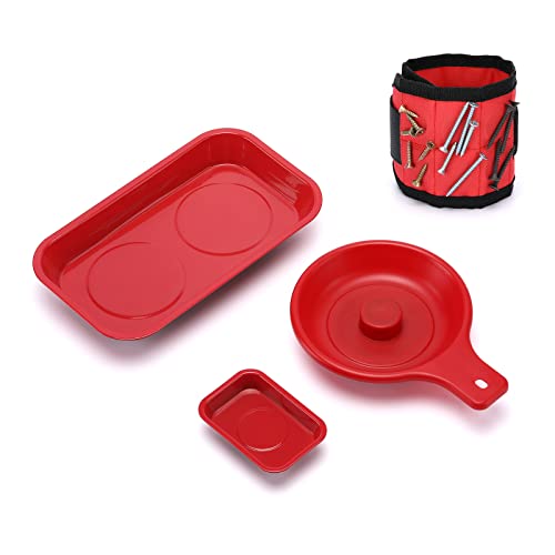 Mayouko 4-Piece Magnetic Parts Tray and Wristband Set - Perfect for Organizing Small Parts and Tools