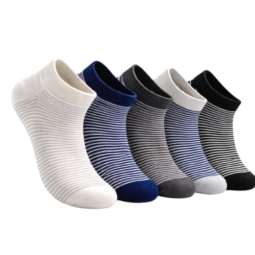 Unisex Cotton Ankle Socks for Men & Women | Striped Low Cut No Show Casual Sports Socks | Breathable, Sweat Absorbent, Soft & Stretchable | Daily Wear | Pack of 5-image-7