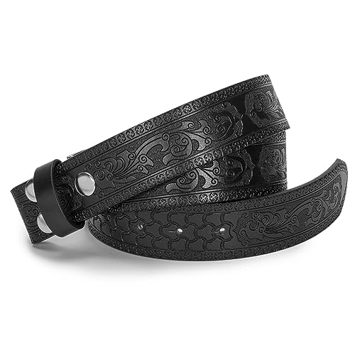 UTOWO Men Women Retro Belt Strap without Buckle 1.5" Wide Classic Western Embossed PU-Leather Belt for Jeans4