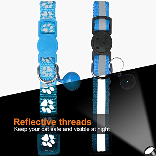 TagME-2-Pack-Cat-Collar-with-Name-Tag-Personalized-Reflective-Cat-Collar-Breakaway-with-Bell-for-Boy-Girl-Kitten-SkyBlue