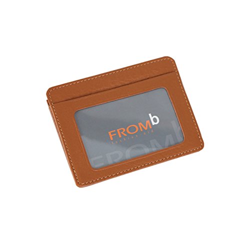 Genuine Leather Cowhide Business Card Holder Name Card Case Slim Card Wallet (Brown)