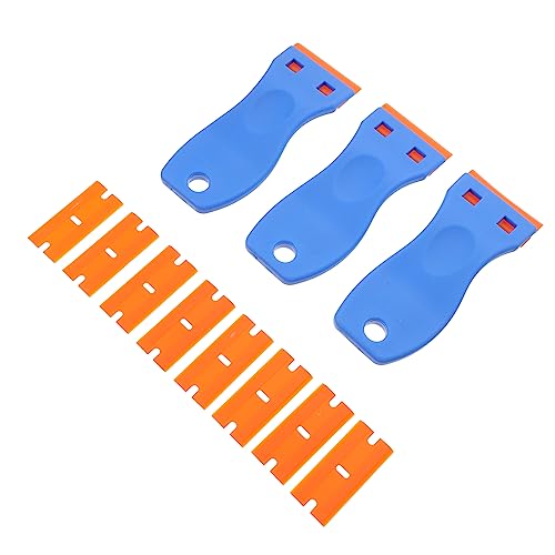 GRIRIW 3pcs Plastic Scraper with Replacement Ergonomic Adhesive Tool for Cleaning Stickers Decals and from Appliances and Automotive
