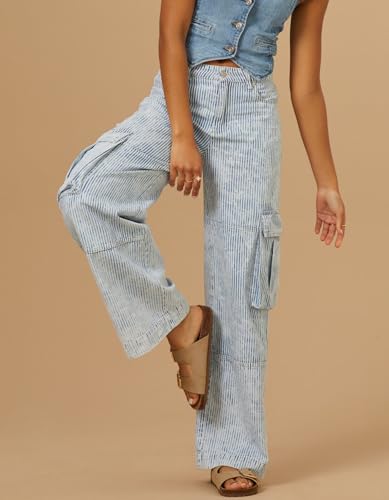 Kedera Women's Stripe Cargo Jeans High Rise Baggy Pants Straight Leg Casual Y2K Pants Boyfriend with Pockets4