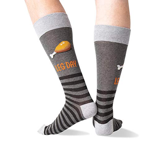HOTSOX Mens Leg Day Socks 1 Pair, Charcoal Heather, Mens 10-132