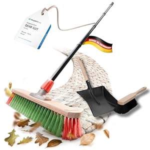 Novaliv Kehrbesen mit Kehrschaufel Set verzinkt