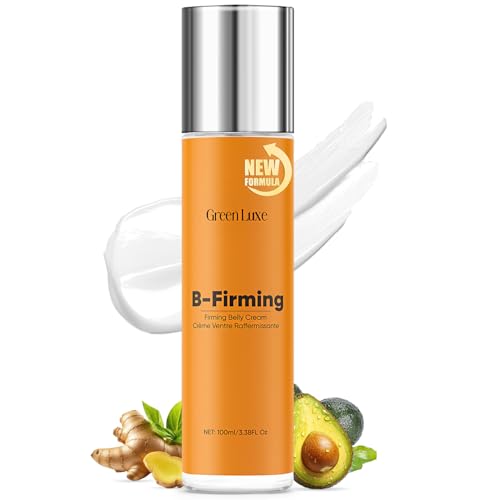 Green Luxe B Flat Belly Firming Cream – Skin Tightening Cream for Body: Lift & Tone Tummy, Thighs, Booty & Arms – Stretch Mark & Cellulite Sculpting Lotion for Women – 3.38 Fl Oz