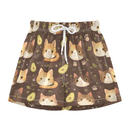 Cat Lilac Boy's Swim Shorts Little Boys Boys Board Shorts Swimwear Double Layer Quick Dry