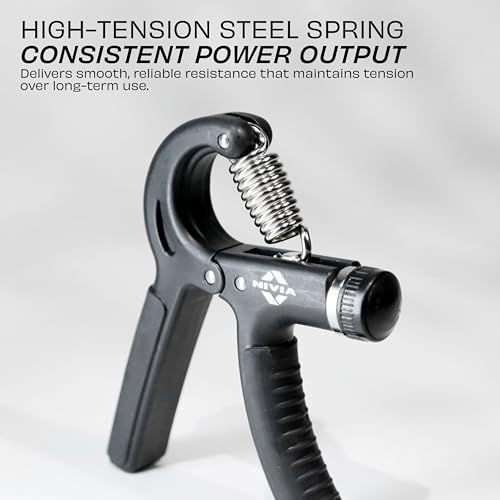 Image of Nivia Hand Grip 2.0 for men and women with 5 to 60 kg adjustable resistance, Steel spring, Anti-slip grip, Durable, Grip For Forearm Strength Training (Black)