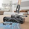 Lubluelu Aspirateur Balai sans Fil 45 kPa, Moteur Puissant 450 W, Léger & Silencieux avec Lumière LED, Aspirateur à Main et Sol sans Sac pour Tapis, Sols Durs, Poils d’Animaux & Voiture (Noir + Or)