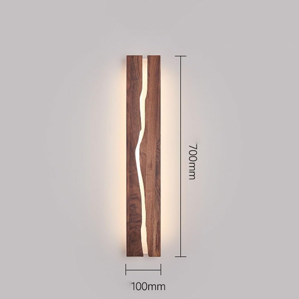 Nowoczesna lampa ścienna LED, kolor orzecha włoskiego, pionowa, falowana, minimalistyczna, wydłużona, 3 temperatury barwowe, do sypialni, sypialni, salonu, korytarza, dekoracja akcentująca (7 szt