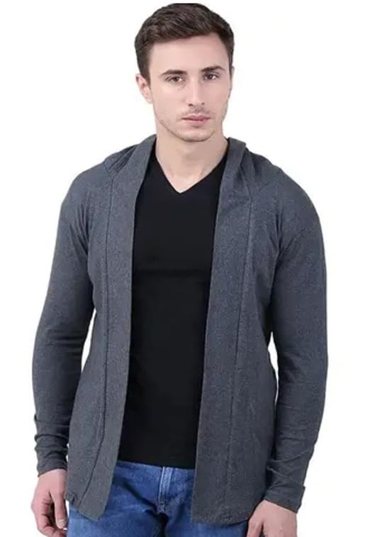 BRELUXIA Men’s Hooded Shrug – Modern, Lightweight, and Comfortable | Men Cotton Hooded Cardigan OR Shrugs