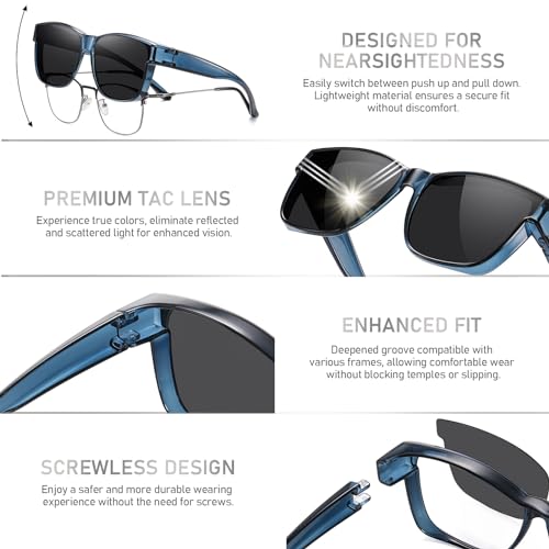 Image of GEGURI Polarized Sunglasses Fit Over Glasses for Men Women, Oversized Square Sun Glasses UV400 Protection Shades
