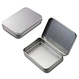 AKOAK 2 Pieces 4.5 x 3.3 x 0.86 Inch Rectangular Empty Hinged Tin Box Containers for Home Storage or Outdoor Active Storage Containers