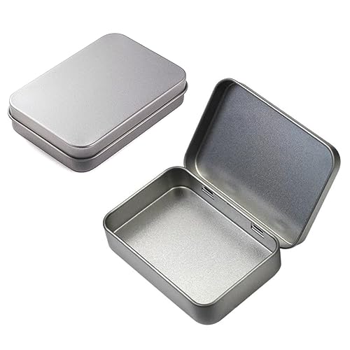 Akoak ZZ01157 2 Pieces 4.5 X 3.3 X 0.86 Inch Rectangular Empty Hinged Tin Box Containers cover