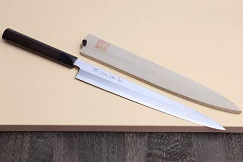 Yoshihiro Shiroko High Carbon Steel Kasumi Yanagi Rosewood Handle Sushi Sashimi Chef Knife (9.5'' (240mm)) - Thumbnail 2