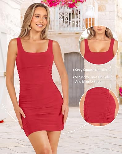 Image of Ellakoko 2025 Women Spring Summer Sleeveless Dress Sexy Mini Bodycon Square Neck Prom Party Cocktail Graduation Dress