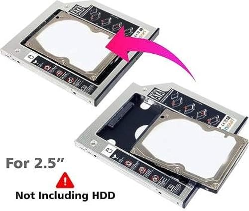 Mobiseries 2nd Hard Drive Caddy Adapter Tray Enclosures, Universal for 9.5mm CD/DVD Drive Slot (for SSD and HDD) (for DELL HP Lenovo ThinkPad ACER... - Image 5