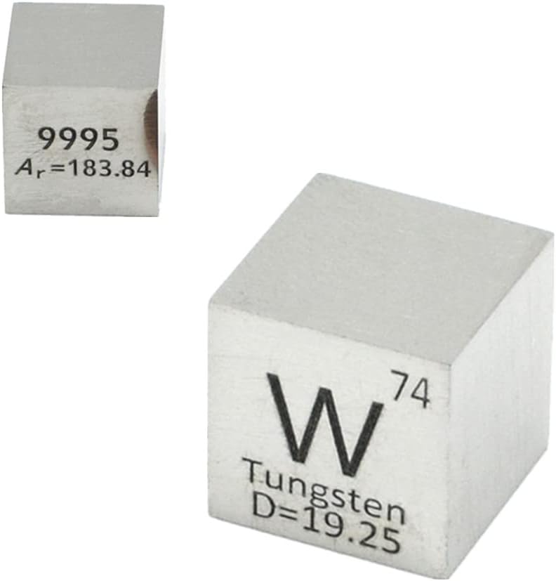 Polished Tungsten Cube Wolfram W 99.95% Element Cube Pure 10mm Density Cube for Element Collection Periodic Table Hunter, and More (0.39", Tungsten Polished)