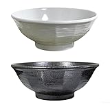 Japanese Ceramic Ramen Bowl Set, Made in Japan, Set of 2, 40ounces (standard size) Dishwasher & Microwave Safe, Traditional MINO-Ware (Black 2 set)
