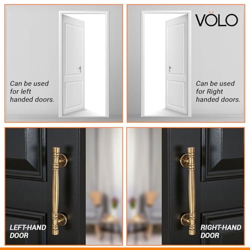 Image of VOLO Main Door Pull Push Handle | Premium Finish, Strong Grip Entrance Door Handle for Home Office Wooden Doors (Pack of 2 Pieces, Antique Brass, 8 Inch (200MM))