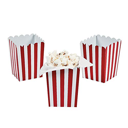 Fun Express Mini Red Striped Popcorn Boxes - 24 ct by Party Supplies