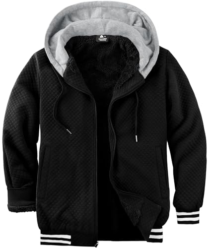 Amazon.com: ZITY Men's Zip Up Hoodie Sherpa Lined Heavyweight