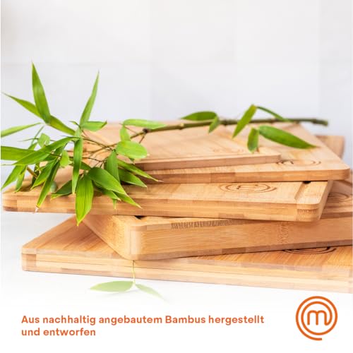MasterChef Schneidebretter Holz, Schneidebrett Set mit 3 Bambus Holzbrett – Ansicht 3