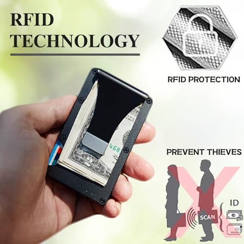 Image of Minimalist Wallet with RFID Blocking for Men,Slim Credit Card Holder with Aluminum Money Clip Wallet for Men and Women,Metal Wallets for Mens Front Pocket as Gifts