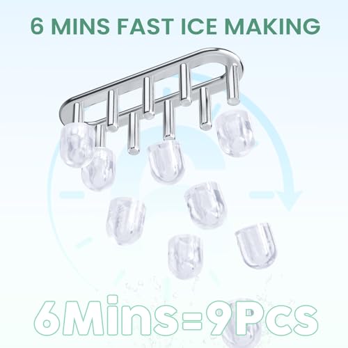 Image of NEWBULIG Ice Makers Countertop with Handle, Portable Ice Machine, 9 Bullet Ice Cubes in 6 Mins, 26lbs in 24Hrs, Auto-Cleaning, with Basket and Scoop, for Home, Kitchen, RV, Camping,Light White