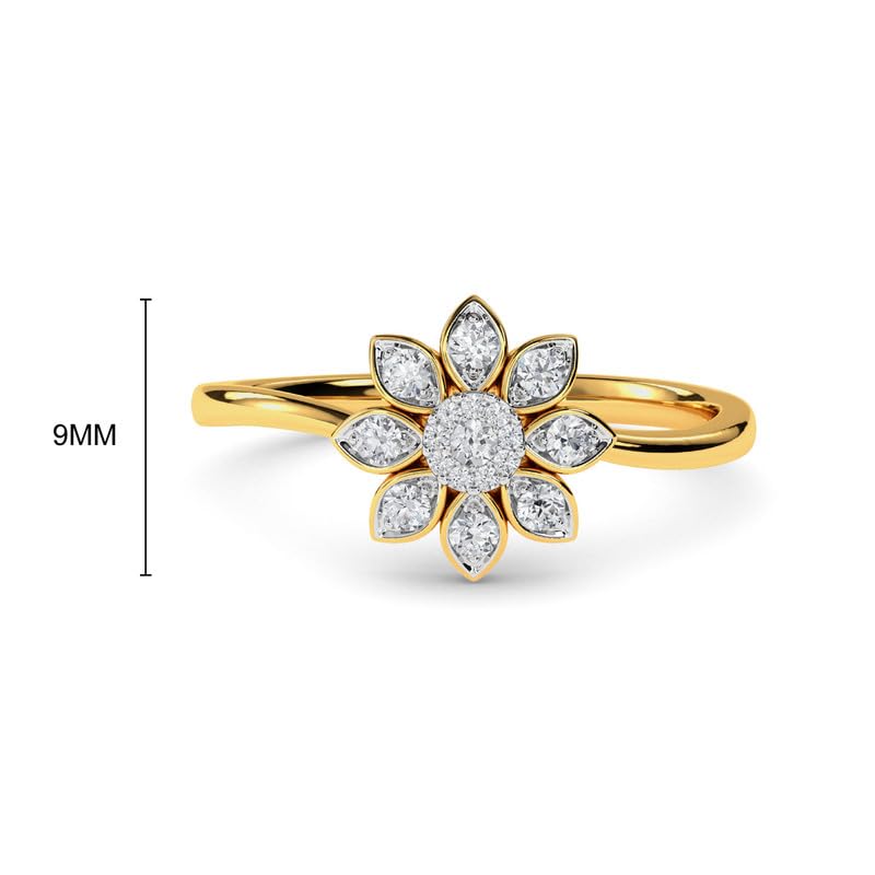 Image of KISNA 14k / 18k Real Gold & Diamond Ring | Diwali, Rakhi Rakshabandhan Gift for Sister /Bhabhi /Women | With Certificate of Authenticity & BIS-Hallmarked Gold Jewellery | Dahlia Diamond Ring
