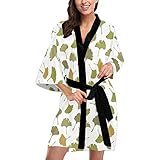 Custom Ginkgo Biloba Leaf Women Kimono Robes Beach Cover Up for Parties Wedding M