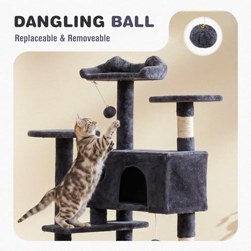 54 Inch Cat Tree Tower with Sisal Scratching Posts - Image 5