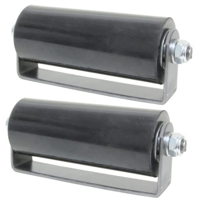 JM Steel Black 6'' Inch Sliding Gate Guide Roller. Removable Axle Bolt Pair, Hard Black Robber