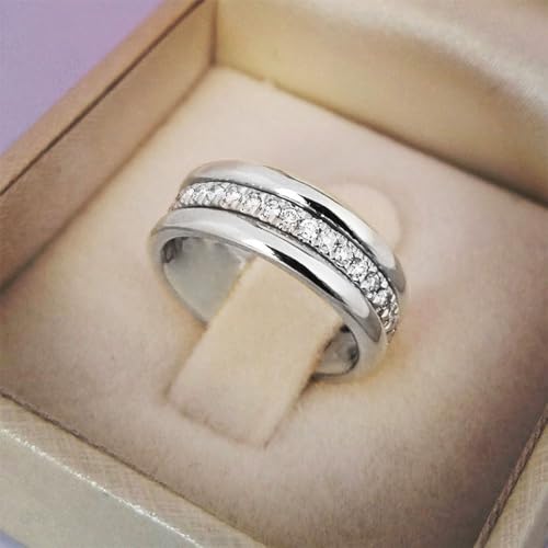 White Gold Plated Round Cubic Zirconia Inlaid Minimalist Engagement Rings Wedding Bridal Band Promise Rings Evening Parties Anniversary Valentine's Day Gifts Eternity Bands for Women
