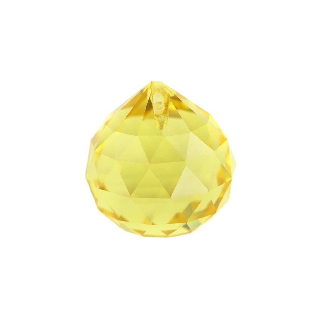 Huffa Lt.yellow 40Mm Crystals Glass Ball For Chandeliers Shinning Prism Suncatcher (Color : )