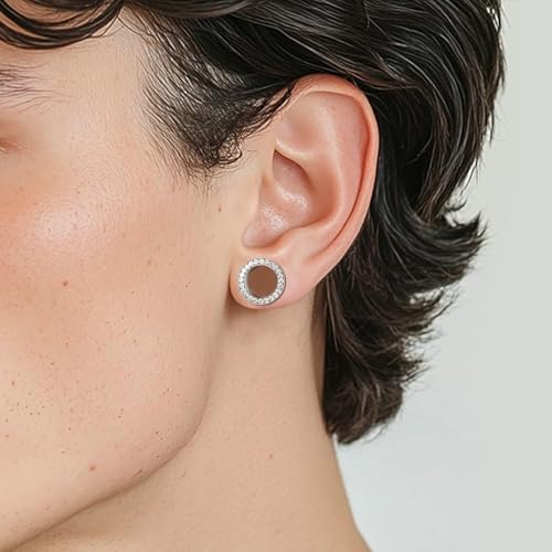 Daesar Tunnel 3MM, Ohr Plugs Edelstahl Silber Hoop mit Zirkonia Ohrringe Piercing Ohrr Tunnel Set