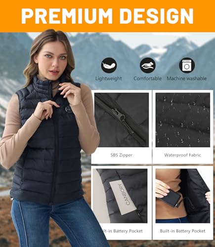 Image of 7.4V Heated Vest for Women with 12000mAh Battery Pack Included, Lightweight Warm Heating Jacket, Light Out Design