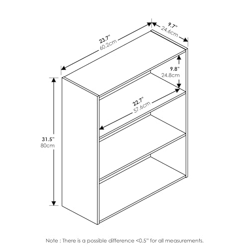 Furinno 11208 Pasir 3-Tier Open Shelf Bookcase, Plain White thumb #2