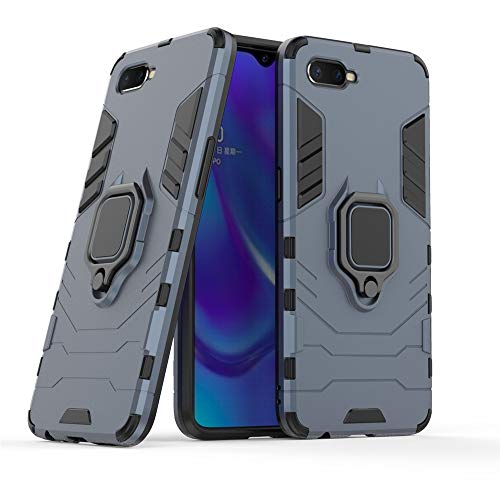 Compatibile con Oppo K1 Cover, Custodia Armor Anello Cavalletto (Funziona con Il Supporto Magnetico per Auto) Case Paraurti per Oppo K1 (Blu Navy)