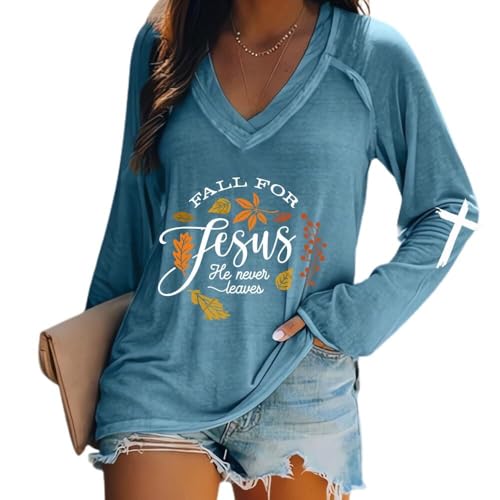 Fall for Jesus He Never Leaves Shirt Fall Shirts for Women Fall for Jesus Christian Shirt Thanksgiving Fall Shirt