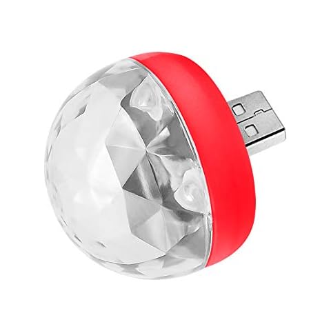 Mini Portable USB Stage Disco Lights,Magic Ball Light,USB Color Changing Light, Dj Lights Strobe Light,Magic Rotating Ball Glitter Stage Show Lights,USB Disco Ball LED Lights (red type-c adapter) Cover