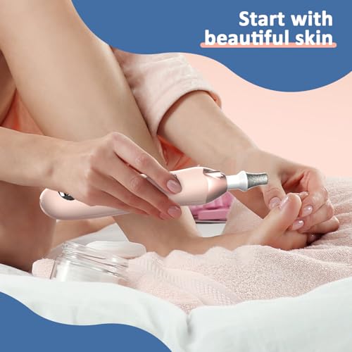 Image of Mfish Electric Callus Remover for Feet, Rechargeable Foot File with Digital Display, 9 Speeds & 8 Grinding Heads, Professional Pedicure Tool for Thick Calluses, Cracked Heels & Hard Skin Pink