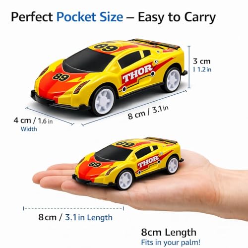 Image of Brand Conquer Die-Cast Metal Pullback Toy Cars, Mini Sports Car & Police Cars | Durable Metal Body Cars with Pull Back Mechanism | Kids Toy Cars Gift Set | Size 2.5 * 3 * 6.5 cm (Set of 6)