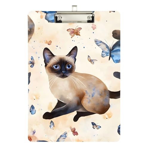 かわいい猫の蝶の薬局クリップボード、両面プリントファイルクリップボード、12.5インチ x 9インチ。