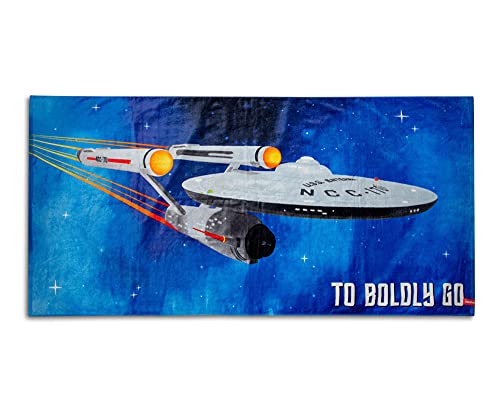 Robe Factory Star Trek: The Original Series Boldly Go Strandtuch, Schwimmbadzubehör, Reise-Badetuch, ultraweiche Baumwolle, schnell trocknende Absorption, 152,4 x 76,2 cm