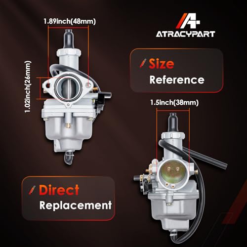 Image of PZ26 Carburetor with Air Filter Replacement for 1981-1984 Honda XR100, 1985-2004 XR100R, 2004-2013 CRF100F, TRX250, TRX250EX Recon, CB125, Taotao & More (Pack of 2)