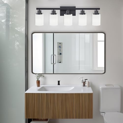 Image of Bathroom Vanity Light Over Mirror 5-Light Batroom Lighting 30in