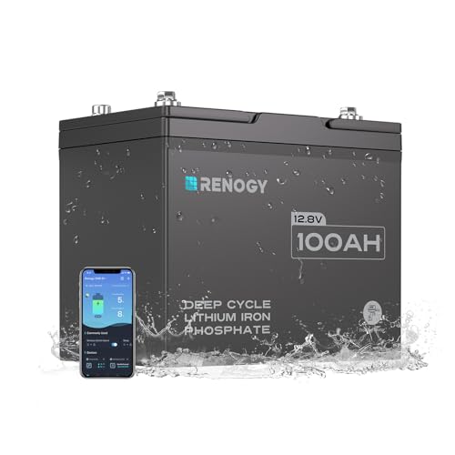 RENOGY REGO Lithium Battery 12V 100AH Trolling Motor Battery, IP67 Waterproof 100A BMS, Bluetooth...